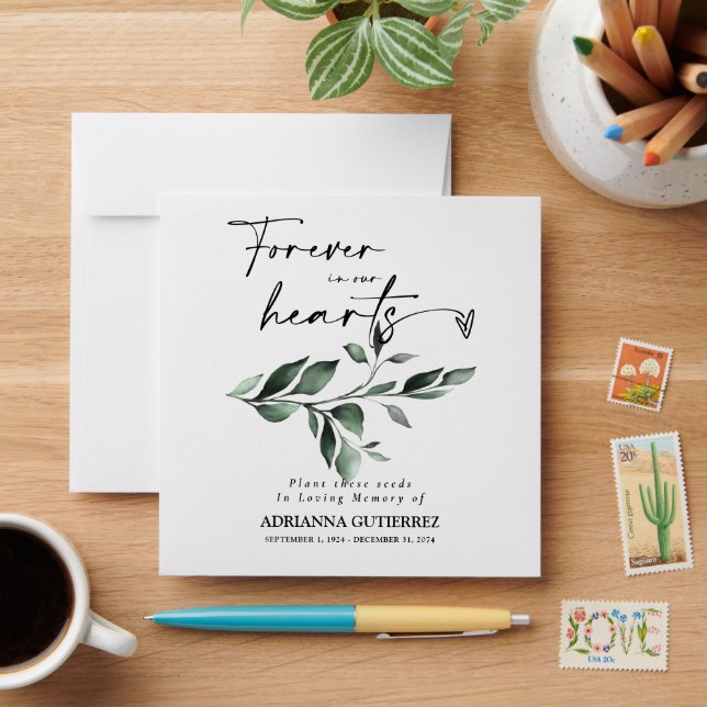 Greenery Garden Seed Packet Memorial Funeral Envel Envelope (Desk)