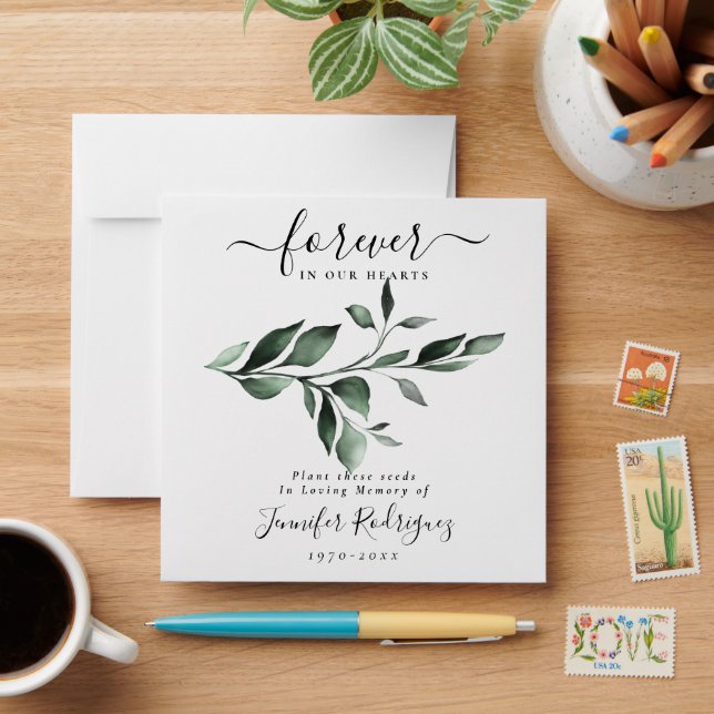 Greenery Garden Seed Packet Memorial Funeral Envelope (Desk)