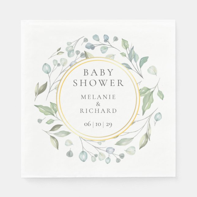 Greenery Garland Couples Baby Shower/Sprinkle Napkin (Front)