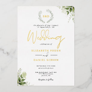 Greenery Garland Monogram Wedding Gold