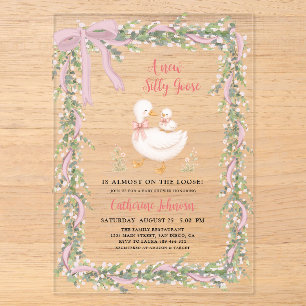 greenery garland New Silly Goose Baby Shower Acrylic Invitations