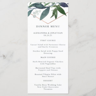 Greenery Geo Rose Gold Wedding Menu
