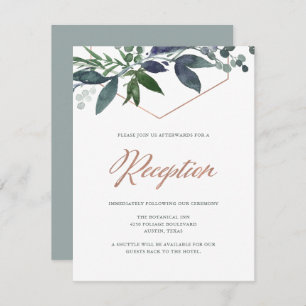 Greenery Geo   Rose Gold Wedding Reception Invitation
