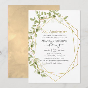 Greenery Geometric 50th Wedding Anniversary Invitation