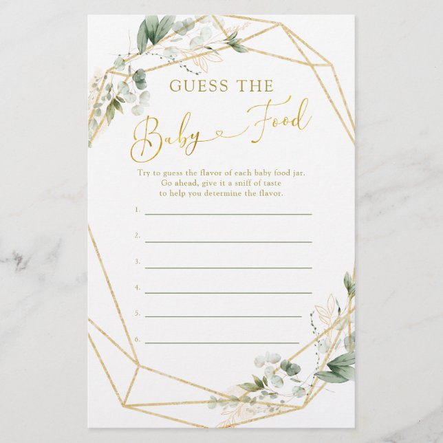 Greenery Geometric Baby in Bloom Guess Baby Food (Front)