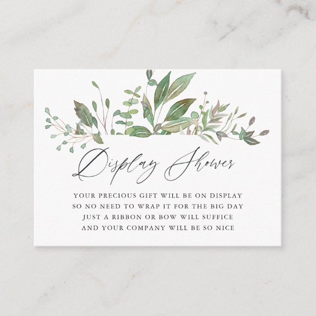 Greenery Geometric Baby Shower Display Shower Enclosure Card (Front)