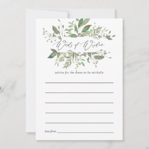 Greenery Geometric Baby Shower Mom Advice Card