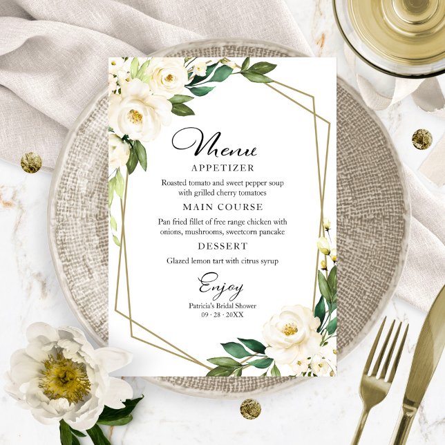 Greenery Geometric Bridal Shower Menu For Plate Invitation (Creator Uploaded)
