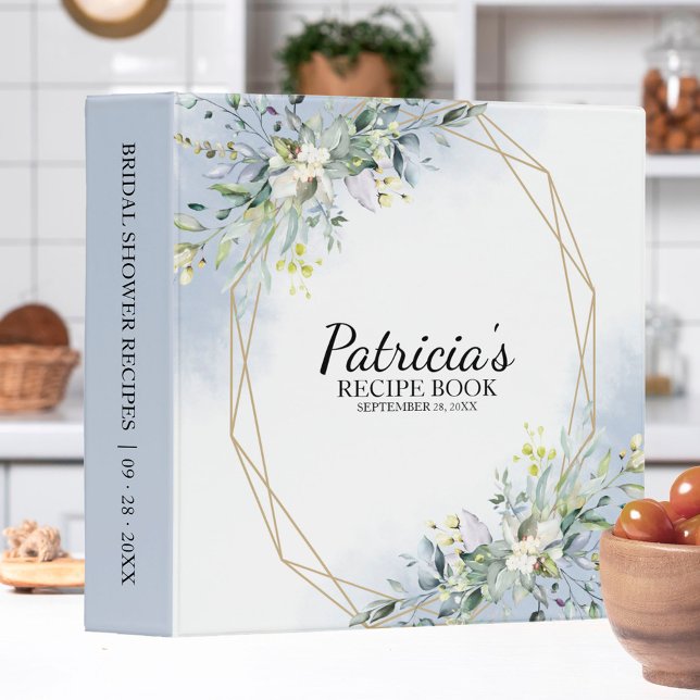 Greenery Geometric Bridal Shower Recipe Book Binder (Creator Uploaded)