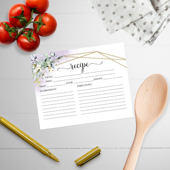 Greenery Geometric Bridal Shower Recipe Cards (Creator Uploaded)