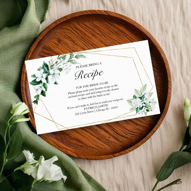 Greenery Geometric Bridal Shower Recipe Request  Enclosure Card (Creator Uploaded)