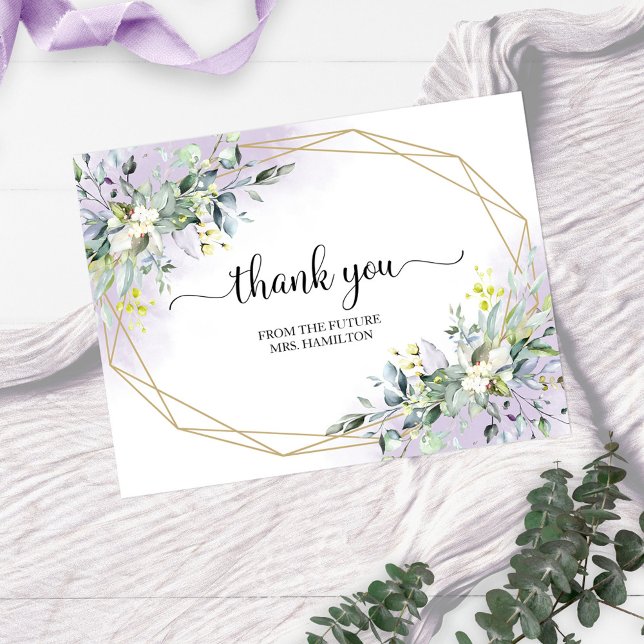Greenery Geometric Bridal Shower Thank You Postcar Postcard (Creator Uploaded)
