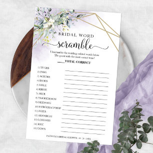 Greenery Geometric Bridal Word Scramble Game Flyer