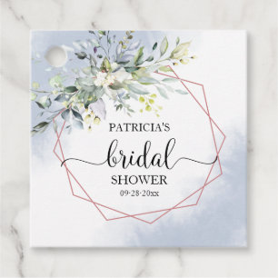 Greenery Geometric Dusty Blue Bridal Shower Favour Favour Tags