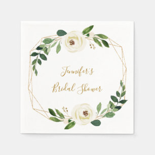 Greenery Geometric Floral Bridal Shower Napkin
