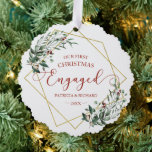Greenery Geometric Our First Christmas Engaged Ornament Card<br><div class="desc">Greenery Geometric Our First Christmas Engaged Ornament Card</div>
