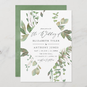Greenery Geometric Wedding Invitation