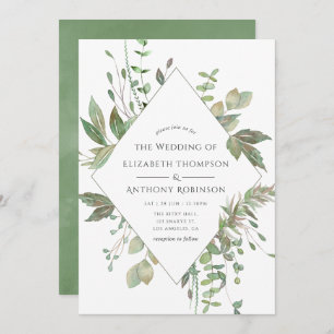 Greenery Geometric Wedding Invitation