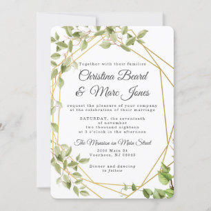 Greenery Geometric Wedding Invitations