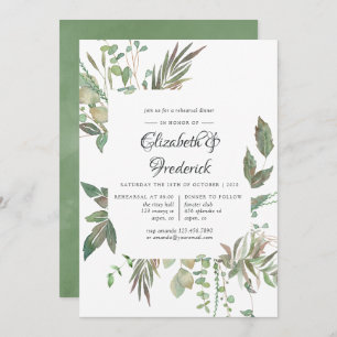 Greenery Geometric Wedding Rehearsal Dinner Invitation