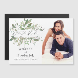 Greenery Geometric Wedding Save the Date Magnetic Invitation