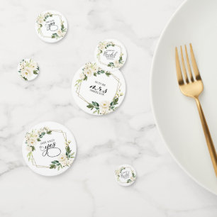 Greenery Geometric White Flowers Bridal Shower Confetti