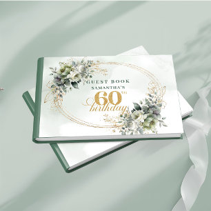 Greenery Gold 60th Birthday Boho Party Guest Book