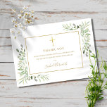 Greenery Gold Baptism Christening Photo Thank You Card<br><div class="desc">Gold signature baptism christening photo thank you card. Personalize with your photo and special baptism,  christening thank you message in chic gold lettering on this modern elegant design. Designed by Thisisnotme©</div>