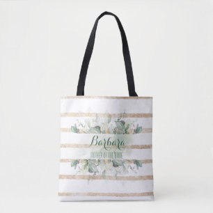 Greenery Gold Botanical Mother of the Bride Tote 