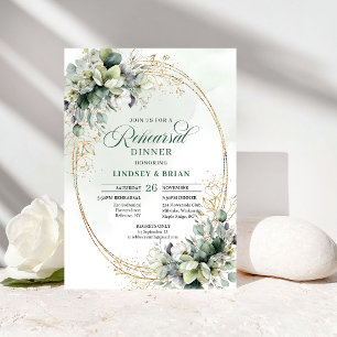 Greenery Gold Botanical Rehearsal Dinner Invites