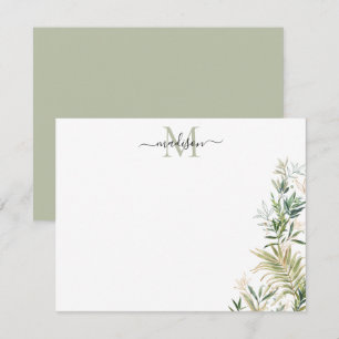 Greenery Gold Botanical Rustic Foliage Monogram Card