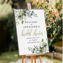 Greenery Gold Bridal Shower Welcome Sign
