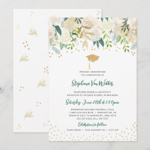 Greenery + Gold Confetti graduation INVITATION
