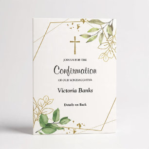 Greenery Gold Confirmation Invitation