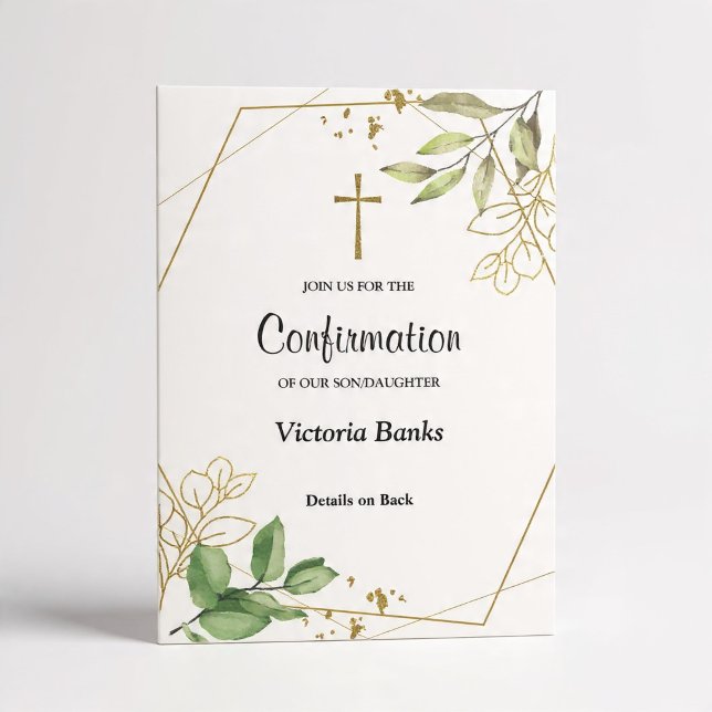 Greenery Gold Confirmation Invitation (Creator Uploaded)