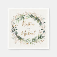 Greenery Gold Elegant Watercolor Boho Leaf Wedding