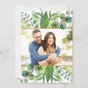 Greenery & Gold Elegant Wedding Photo Save The Date