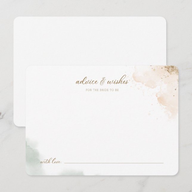 Greenery Gold Eucalyptus Advice & Wishes for Bride Invitation (Front/Back)