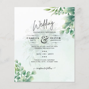 Greenery Gold Eucalyptus WEDDING QR CODE Modern Flyer