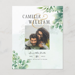 Greenery Gold Eucalyptus WEDDING QR CODE Modern Flyer
