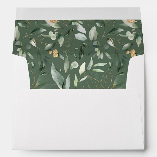Greenery Gold Foliage Eucalyptus Envelope (Back (Bottom))