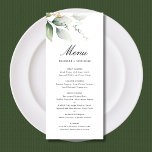 Greenery Gold Garden Leaves Botanical Wedding Menu<br><div class="desc">Green and gold botanical greenery wedding menu.</div>