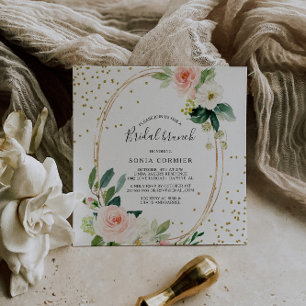 Greenery & Gold Geometric Elegant Bridal Brunch Invitation