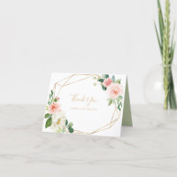Greenery Gold Geometric Elegant Thank You Card