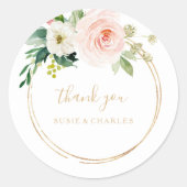 Greenery & Gold Geometric Elegant Thank You Favour Classic Round Sticker (Front)