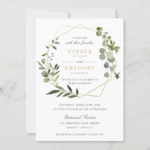 Greenery Gold Geometric Frame Elegant Wedding