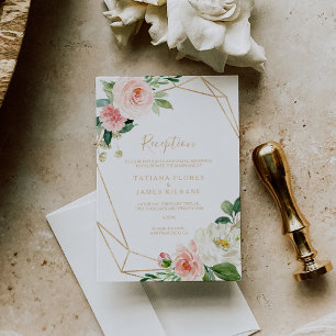 Greenery & Gold Geometric Wedding Reception Card