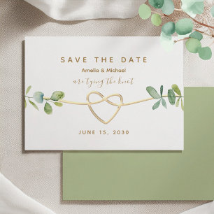 Greenery Gold Heart Wedding Save The Date