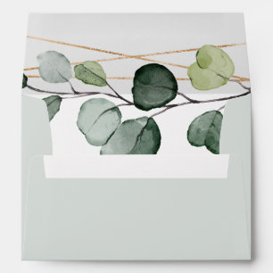 Greenery Gold Invitation Return Address 5x7 Envelope