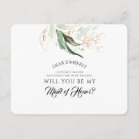 Greenery Gold Maid of Honour / Bridesmaid Proposal